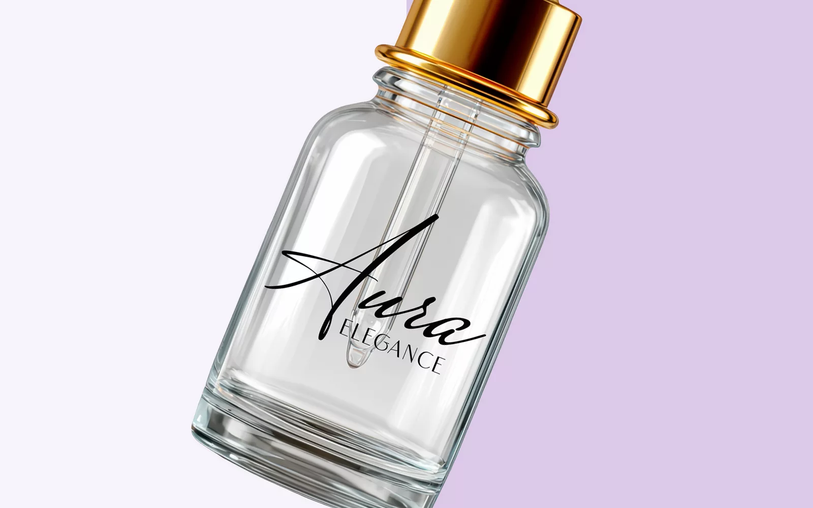 Logo Aura Élégance appliqué sur un flacon cosmétique