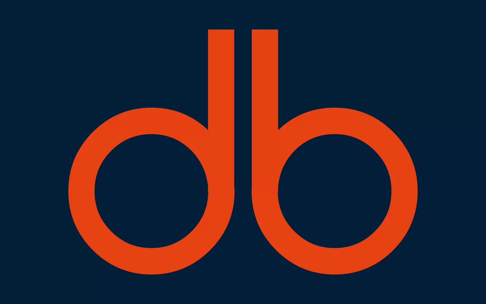 Monogramme DB Assistance en orange sur fond bleu foncé