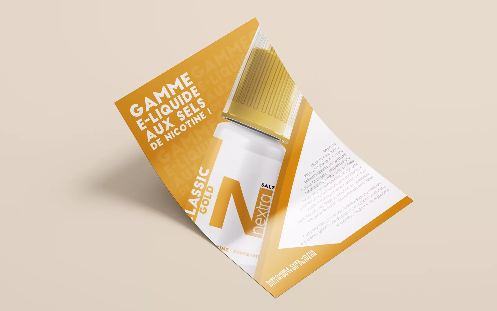Flyer Nextra présentant la gamme d’e-liquides aux sels de nicotine