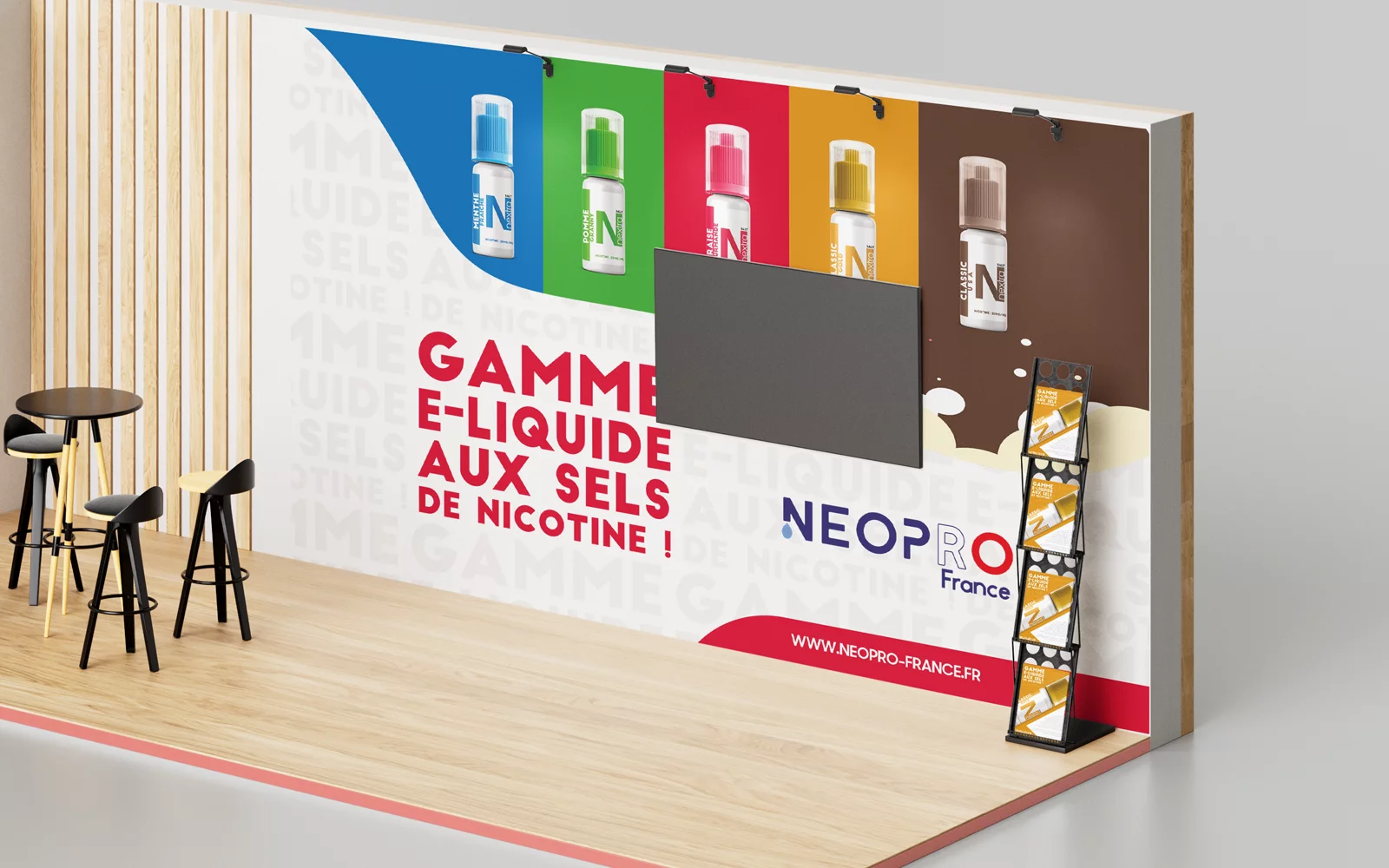 Stand Neopro présentant la gamme Nextra et son identité visuelle