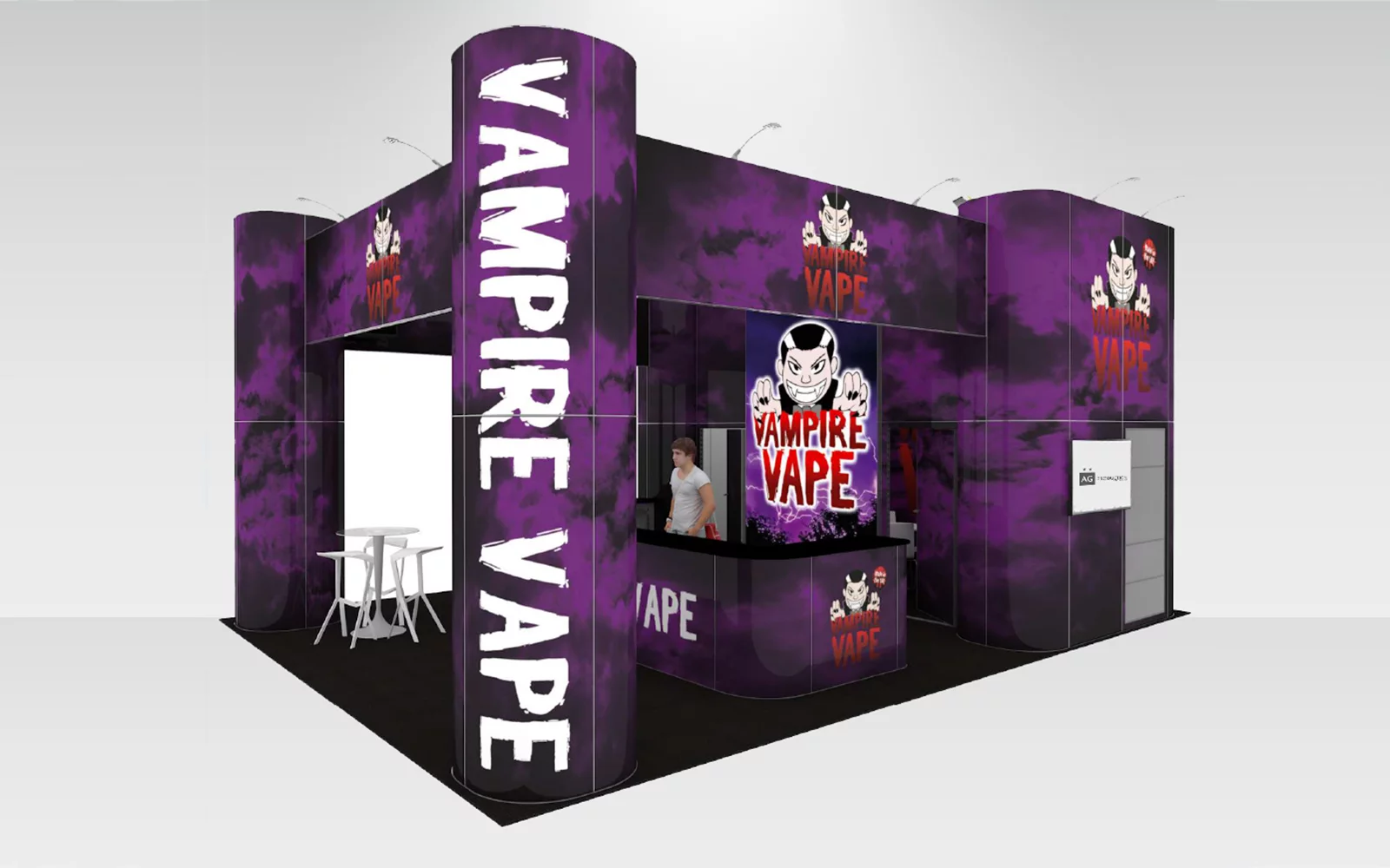 Stand professionnel Vampire Vape France conçu pour un salon spécialisé